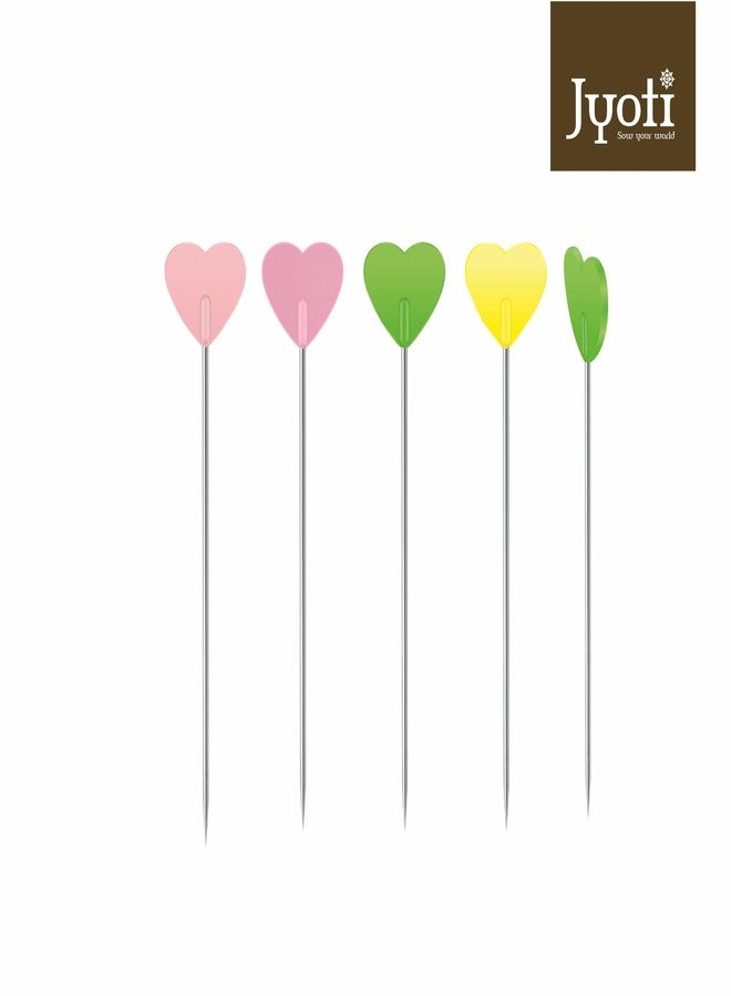 Jyoti Pearl Head Pins Heart Multicolored for Tailoring, Dressmaking, Crafting, Sewing, Ornament, Patch Work, Florist, Decorating, Hijab, and Scarf for Women # 22876 (50 Pins in a Box) - Pack of 10 - Image 2